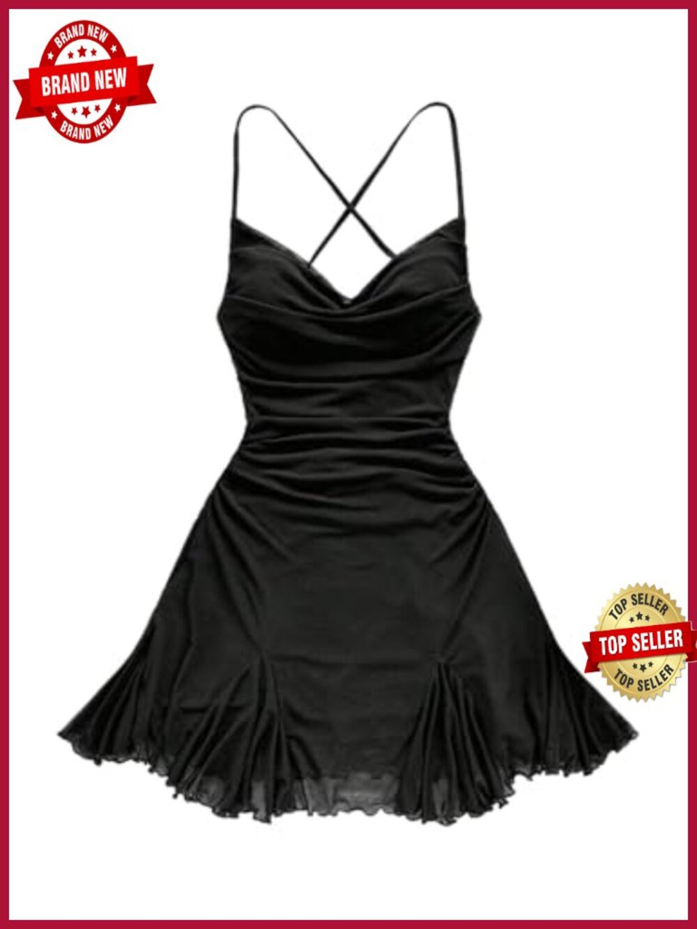 Plus Size Sleeveless Mesh Mini Dress Lace Up Backless Ruffle Party Club